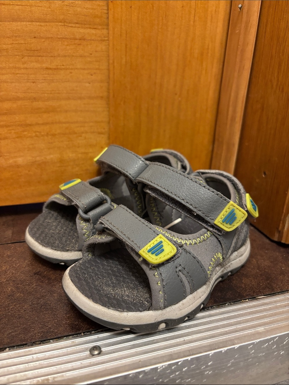5/$25 Grey and Yellow Toddler Sport Sandals